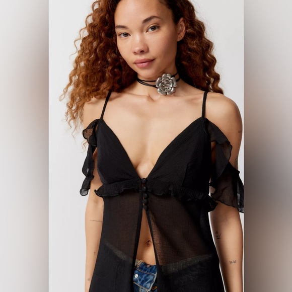 UO Silence + Noise Ezra Longline Flyaway Top - Picture 2 of 9